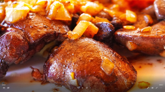 Lecker Leber in Karamell Orangen Zwiebel Sauce im Bratenschlauch und Heißluftfritteuse