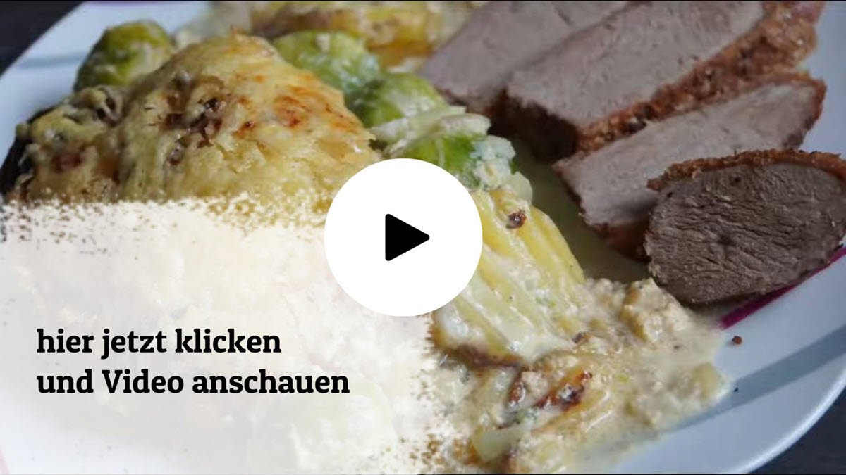 Rosenkohl-Kartoffel-Auflauf & Entenbrust einfach aus der Heißluftfritteuse -01