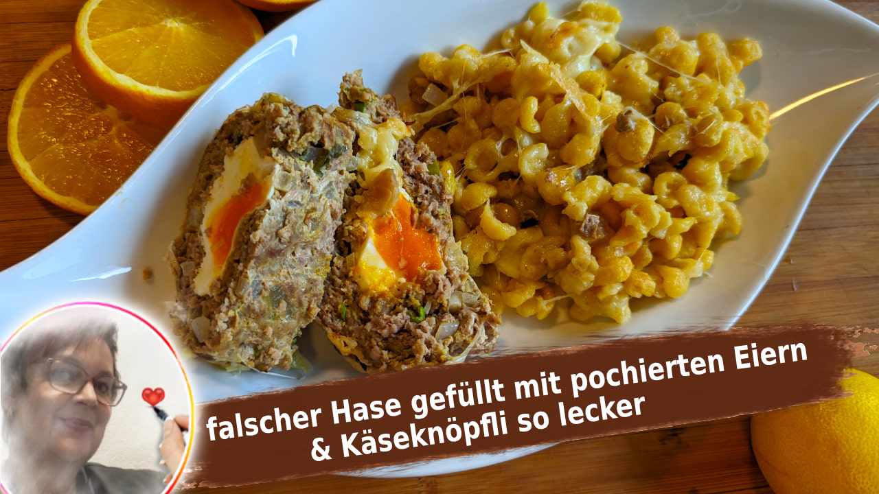 falscher Hase pochierte eier mit Käseknöpfli-min