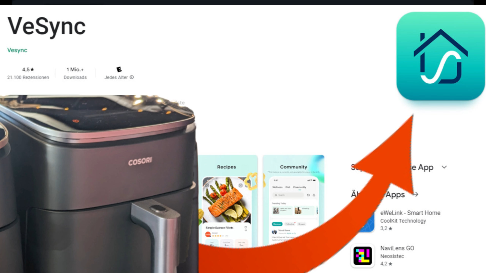 VeSync App installieren und mit Cosori Turbo Blaze 6.0L verbinden